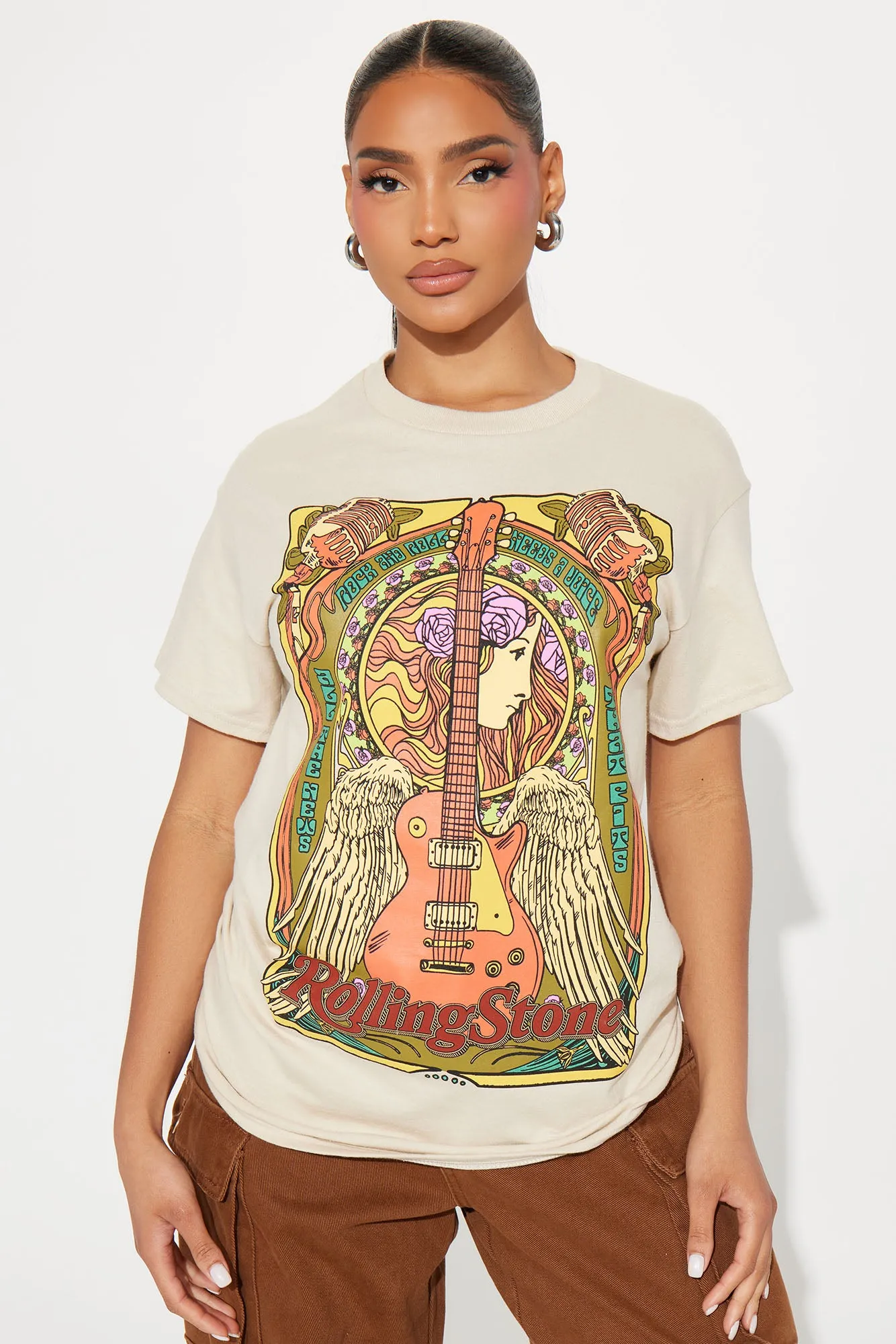 The Rolling Stones Crew Neck Tee - Sand sold by Fashion Nova