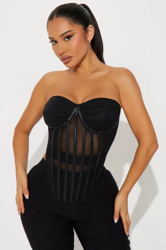 One Night Only Corset Top - Black sold by Fashion Nova