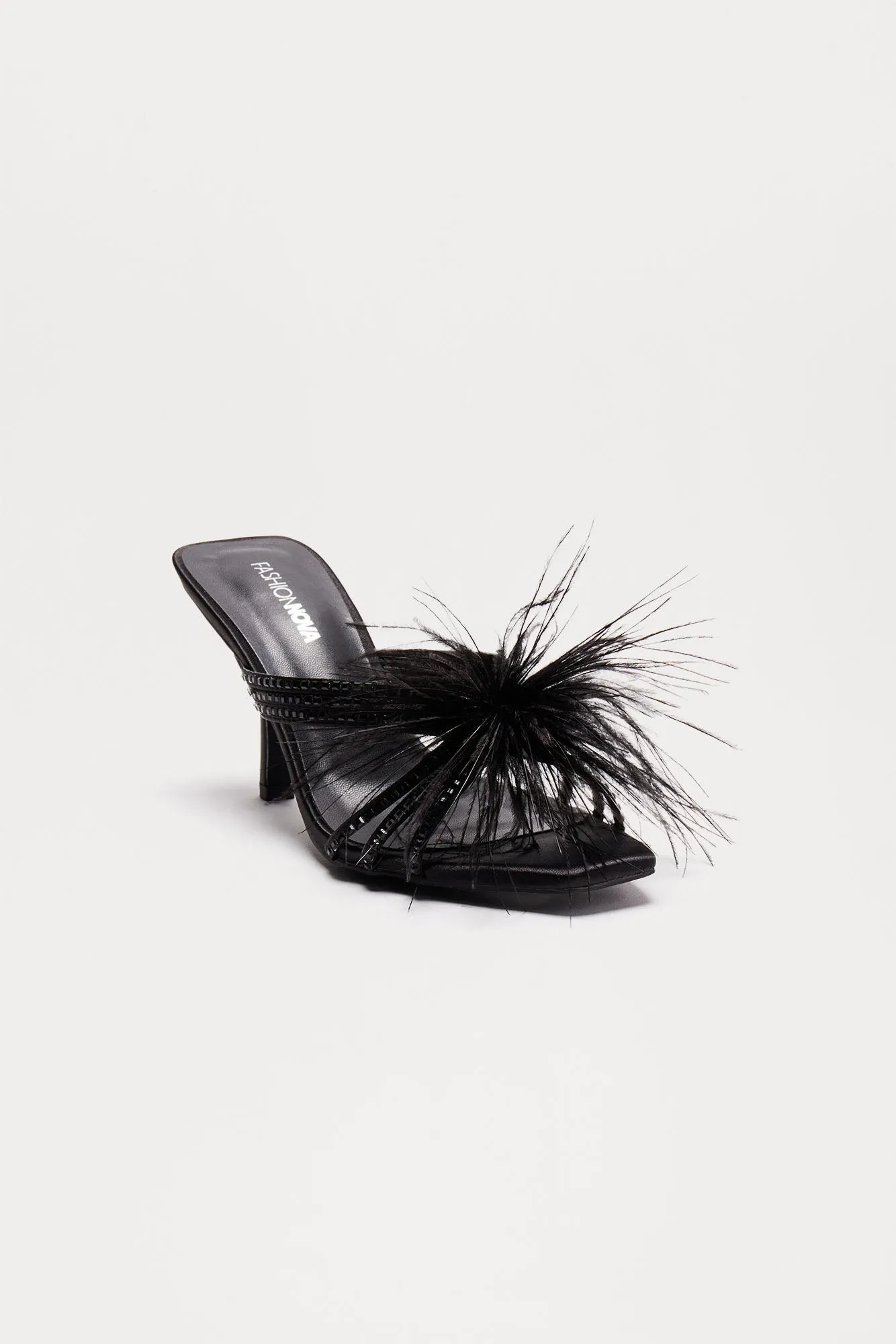 Party Mode Feather Rhinestone Mules - Black sold by Fashion Nova product image thumbnail 2