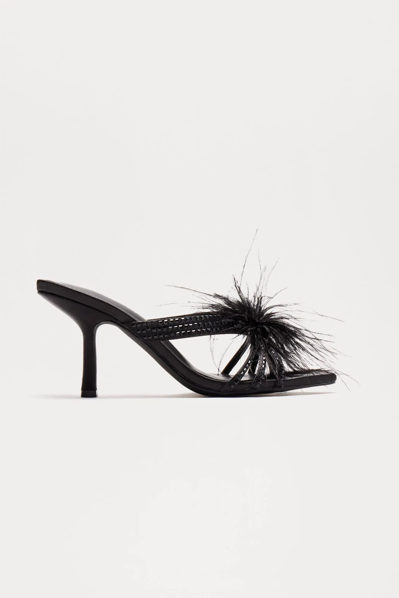 Party Mode Feather Rhinestone Mules - Black sold by Fashion Nova product image thumbnail 4