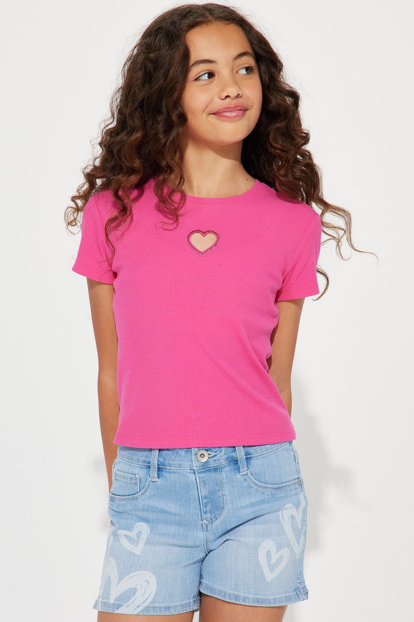 Mini Love Girl Rhinestone Tee - Pink sold by Fashion Nova