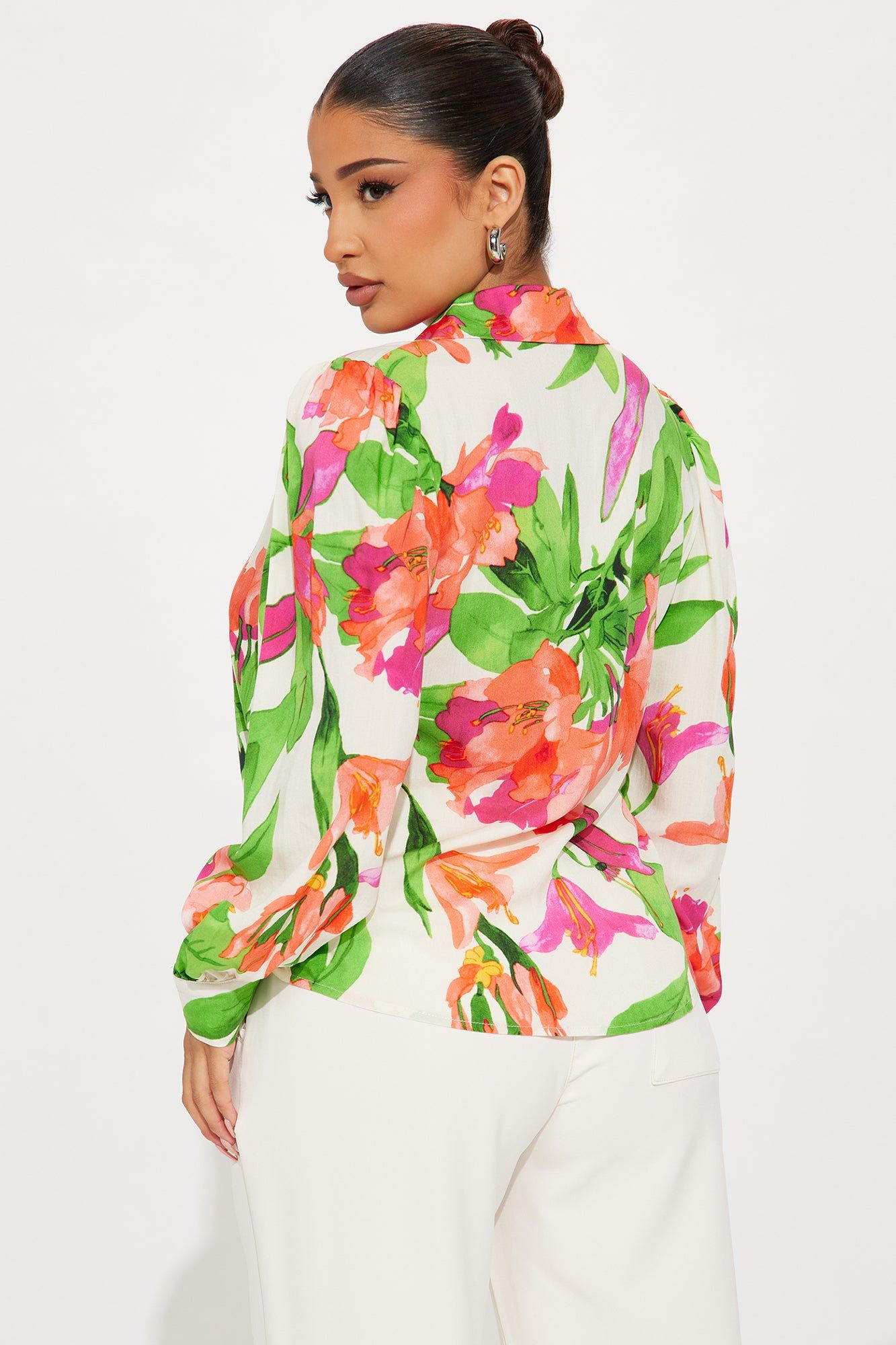 Book A Flight Floral Shirt - Ivory/combo sold by Fashion Nova product image thumbnail 3