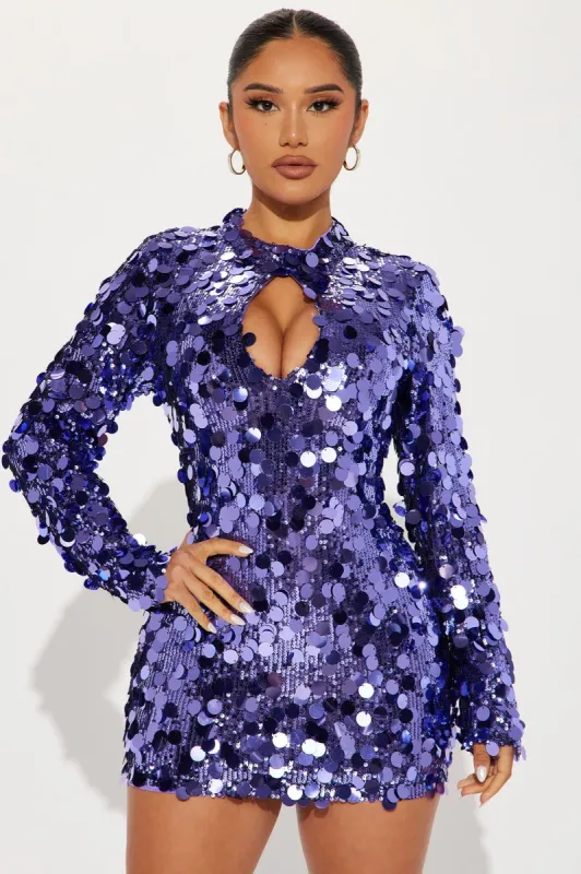 Studio 74 Sequin Mini Dress - Purple sold by Fashion Nova