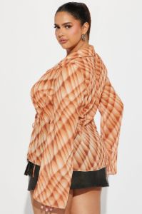 Free For Brunch Blouse Top - Orange/combo sold by Fashion Nova