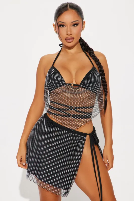 Winnie Rhinestone Skirt Set - Black sold by Fashion Nova