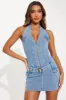 Evangeline Denim Micro Mini Dress - Light Wash sold by Fashion Nova