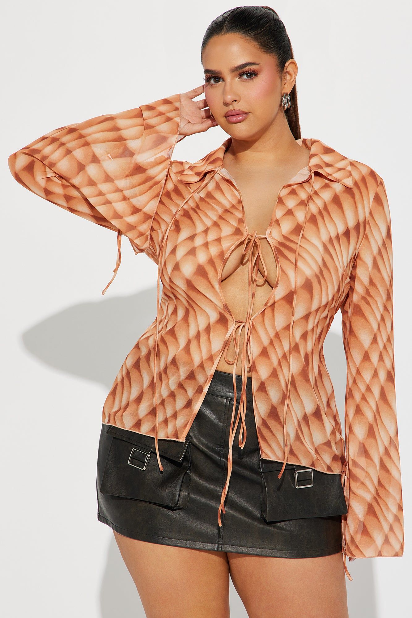Free For Brunch Blouse Top - Orange/combo sold by Fashion Nova product image thumbnail 4