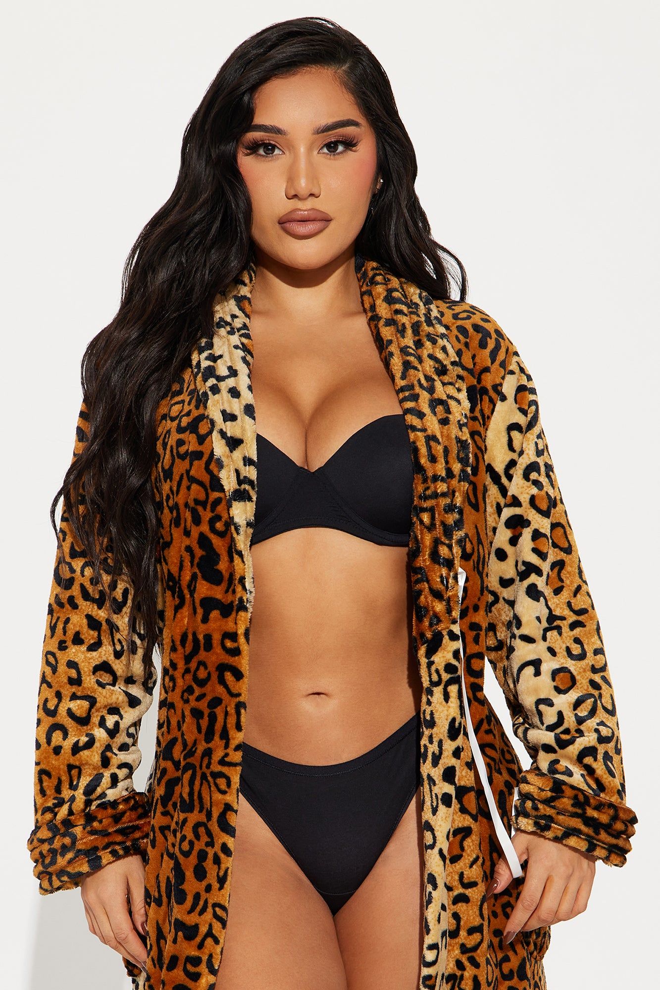 Fierce Vibes Plush PJ Robe - Leopard sold by Fashion Nova product image thumbnail 2