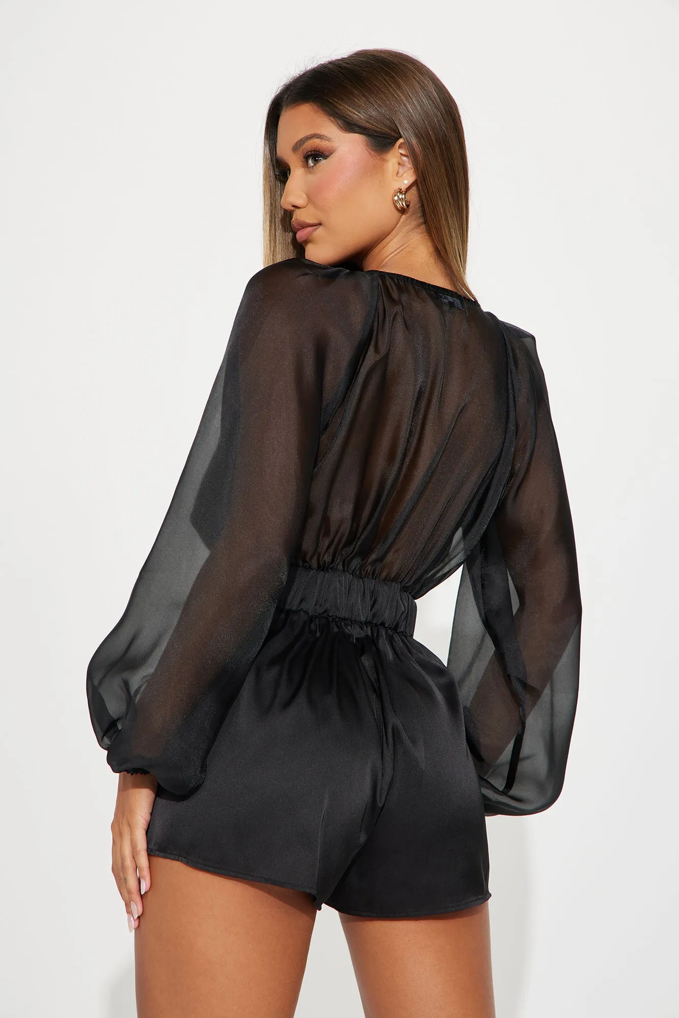 All About Me Satin Romper - Black sold by Fashion Nova product image thumbnail 3
