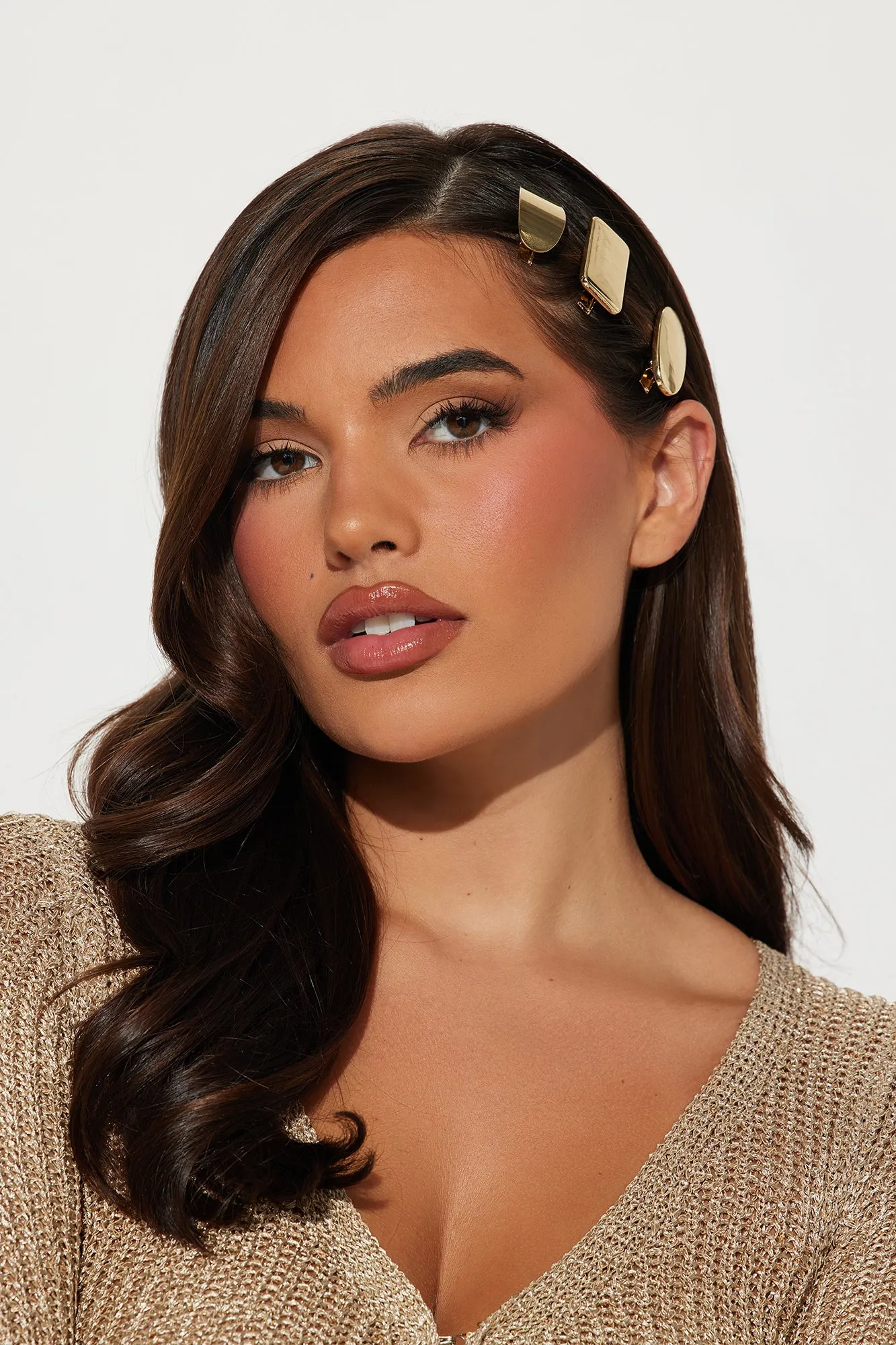 Solid Type 3 Piece Hair Clip Set - Gold sold by Fashion Nova product image thumbnail 2