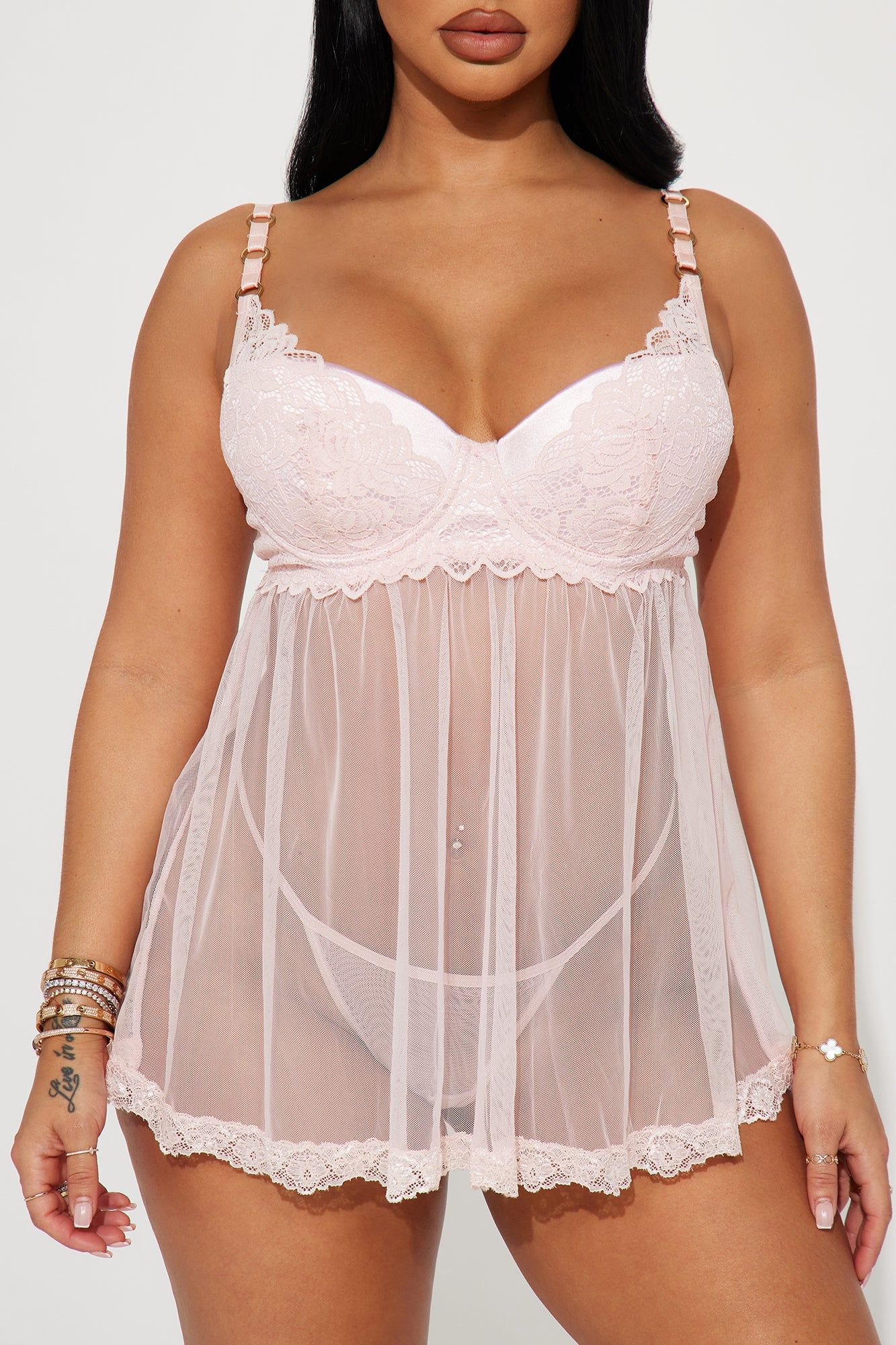 Feeling Shy Lace Babydoll Set - Pink sold by Fashion Nova product image thumbnail 2