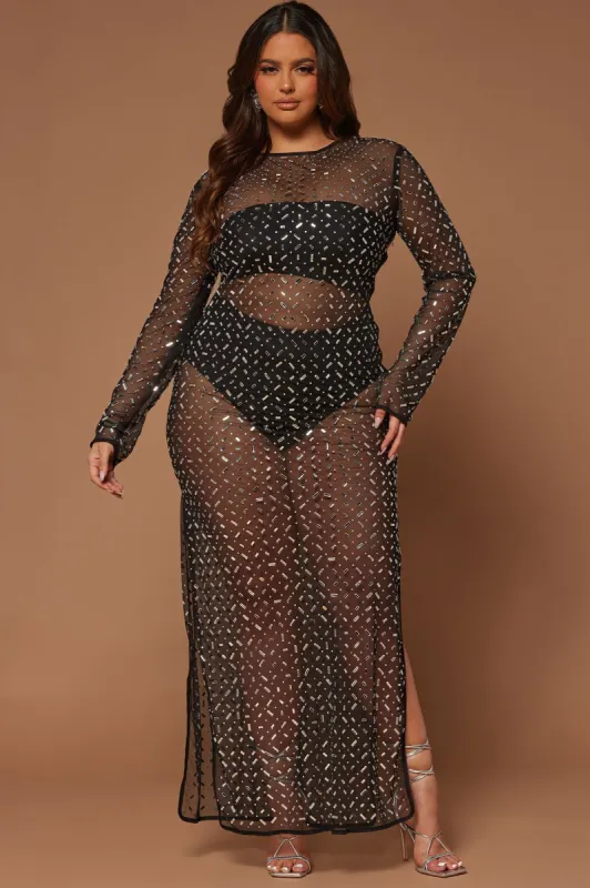 Sana Embellished Maxi Dress - Black/Silver made by Fashion Nova