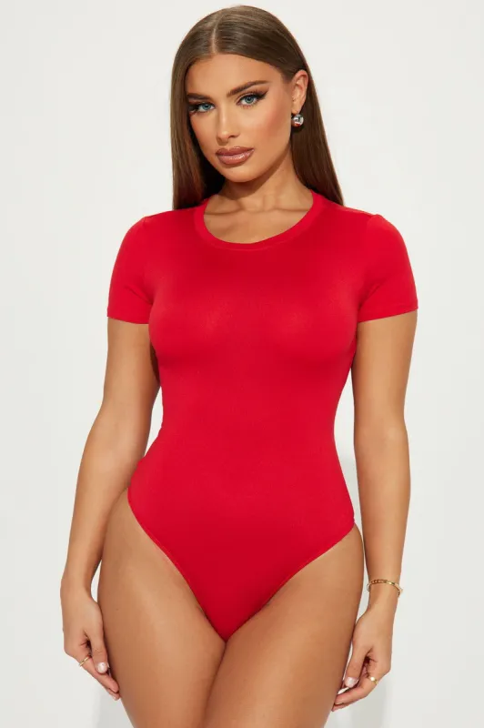 Kellie Crew Neck Bodysuit - Red sold by Fashion Nova