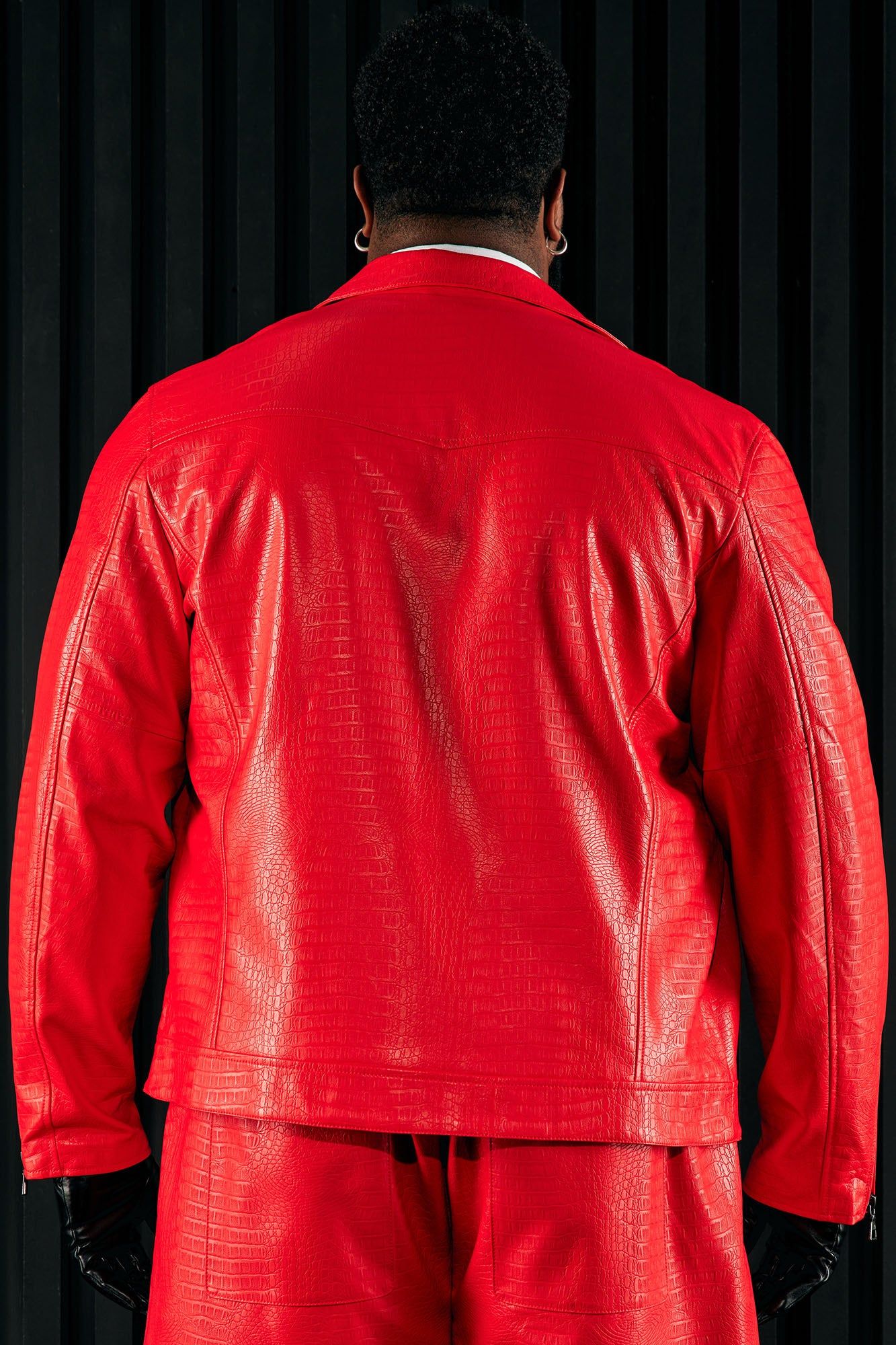 Gotta Run Faux Crocodile Leather Moto Jacket - Red sold by Fashion Nova product image thumbnail 6