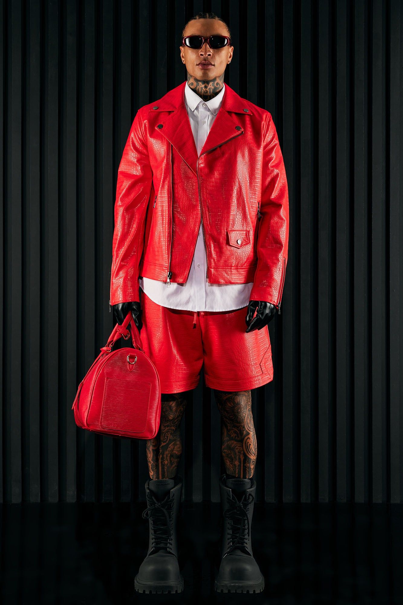 Gotta Run Faux Crocodile Leather Moto Jacket - Red sold by Fashion Nova product image thumbnail 2