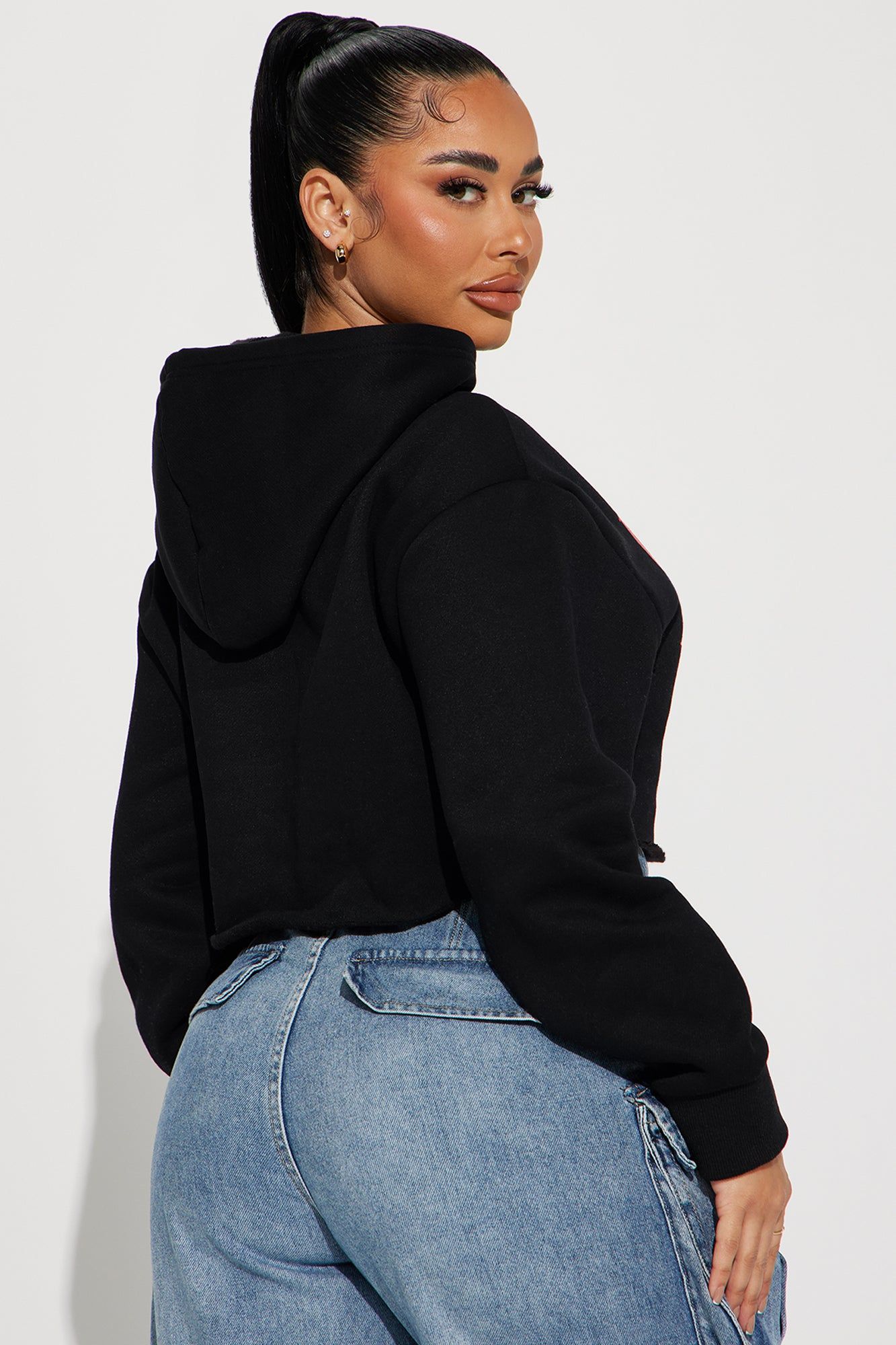 Luxury Cropped Hoodie - Black sold by Fashion Nova product image thumbnail 4