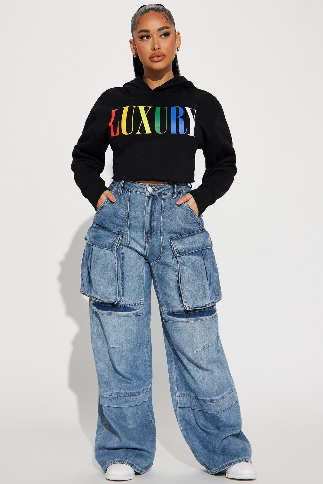 Luxury Cropped Hoodie - Black sold by Fashion Nova product image thumbnail 2