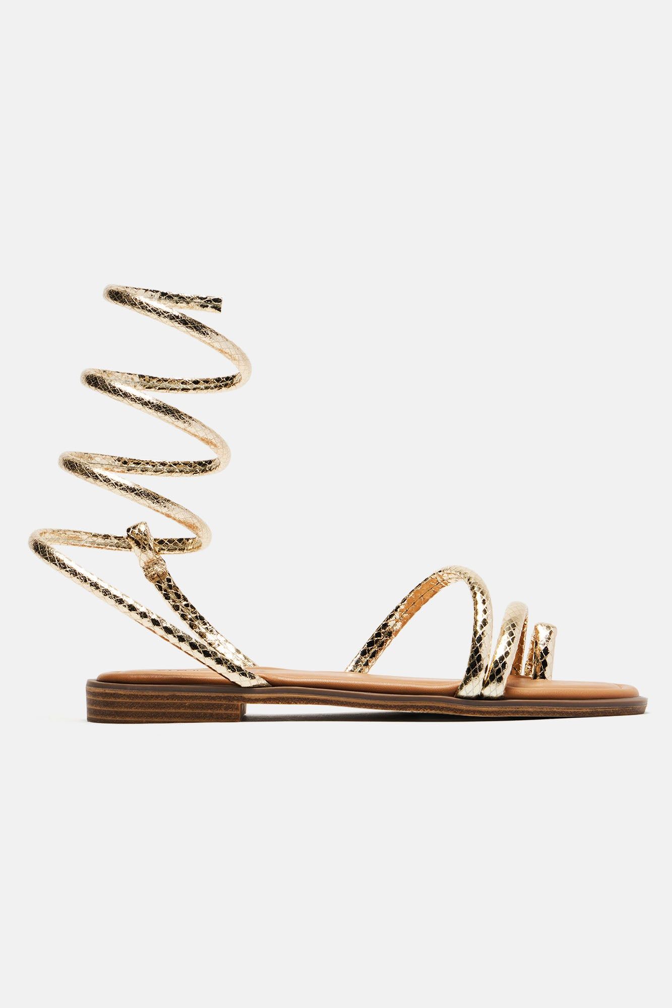 Like You Mean It Wrap Up Flat Sandals - Gold sold by Fashion Nova product image thumbnail 3
