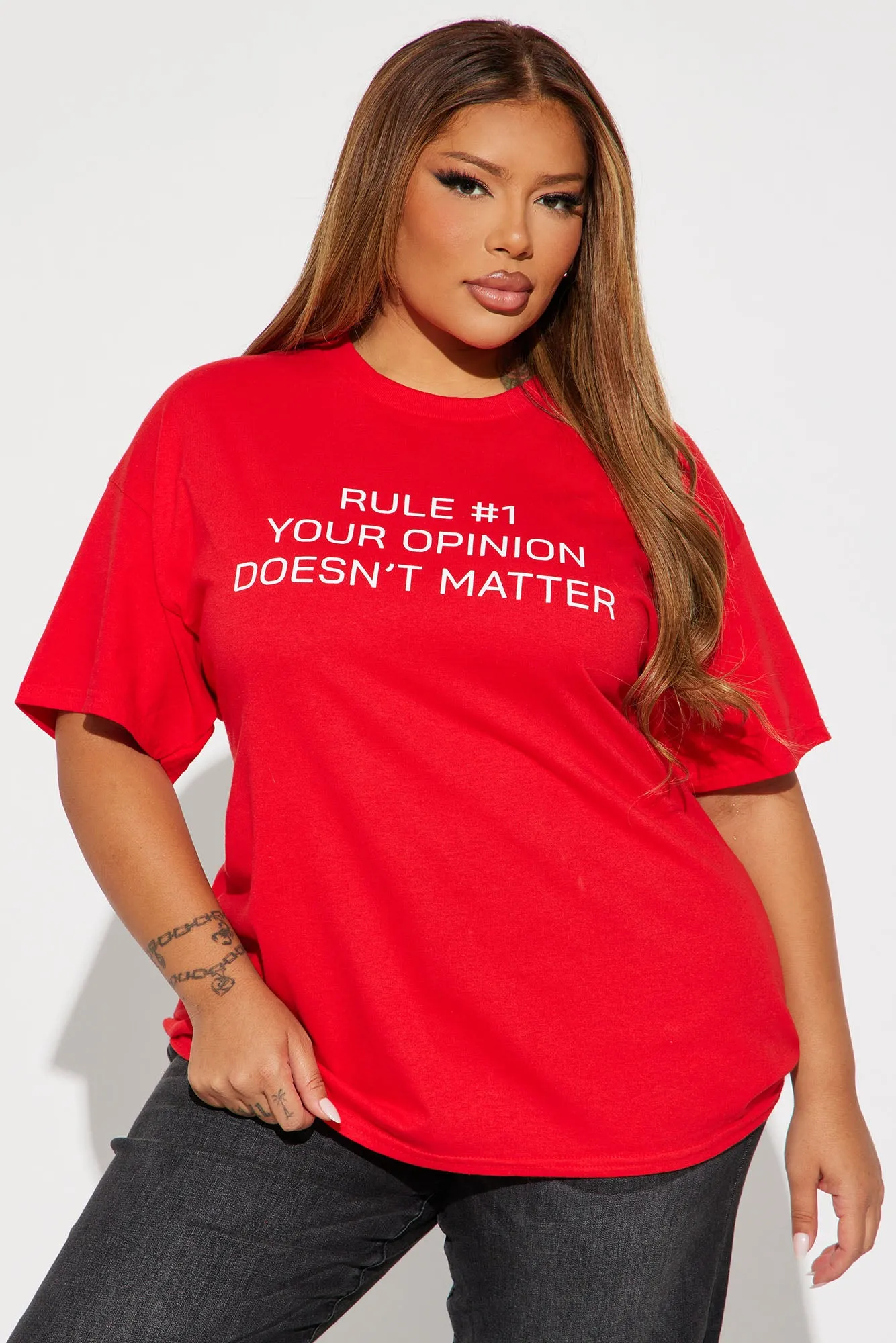 One Rule Crew Neck Tee - Red sold by Fashion Nova product image thumbnail 4