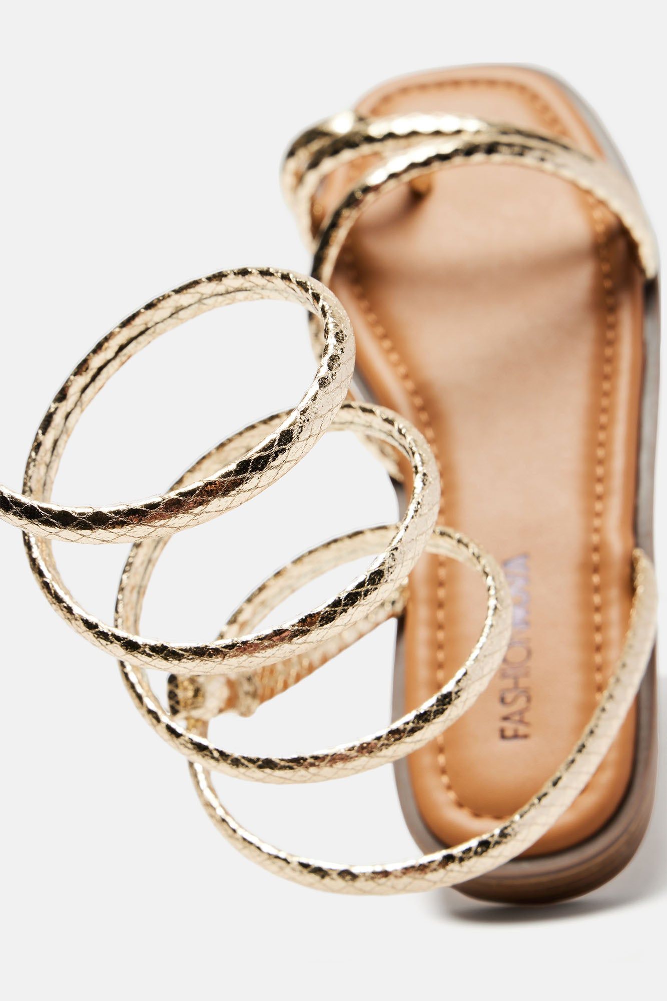 Like You Mean It Wrap Up Flat Sandals - Gold sold by Fashion Nova product image thumbnail 4