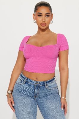 Kayla Ribbed Top - Fuchsia sold by Fashion Nova