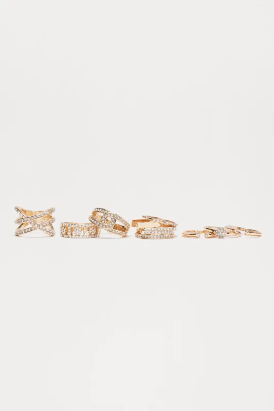 The Night Took A Turn 11 Piece Ring Set - Gold sold by Fashion Nova