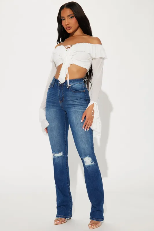 Down To Business Stretch Ripped Bootcut Jeans - Medium Wash sold by Fashion Nova