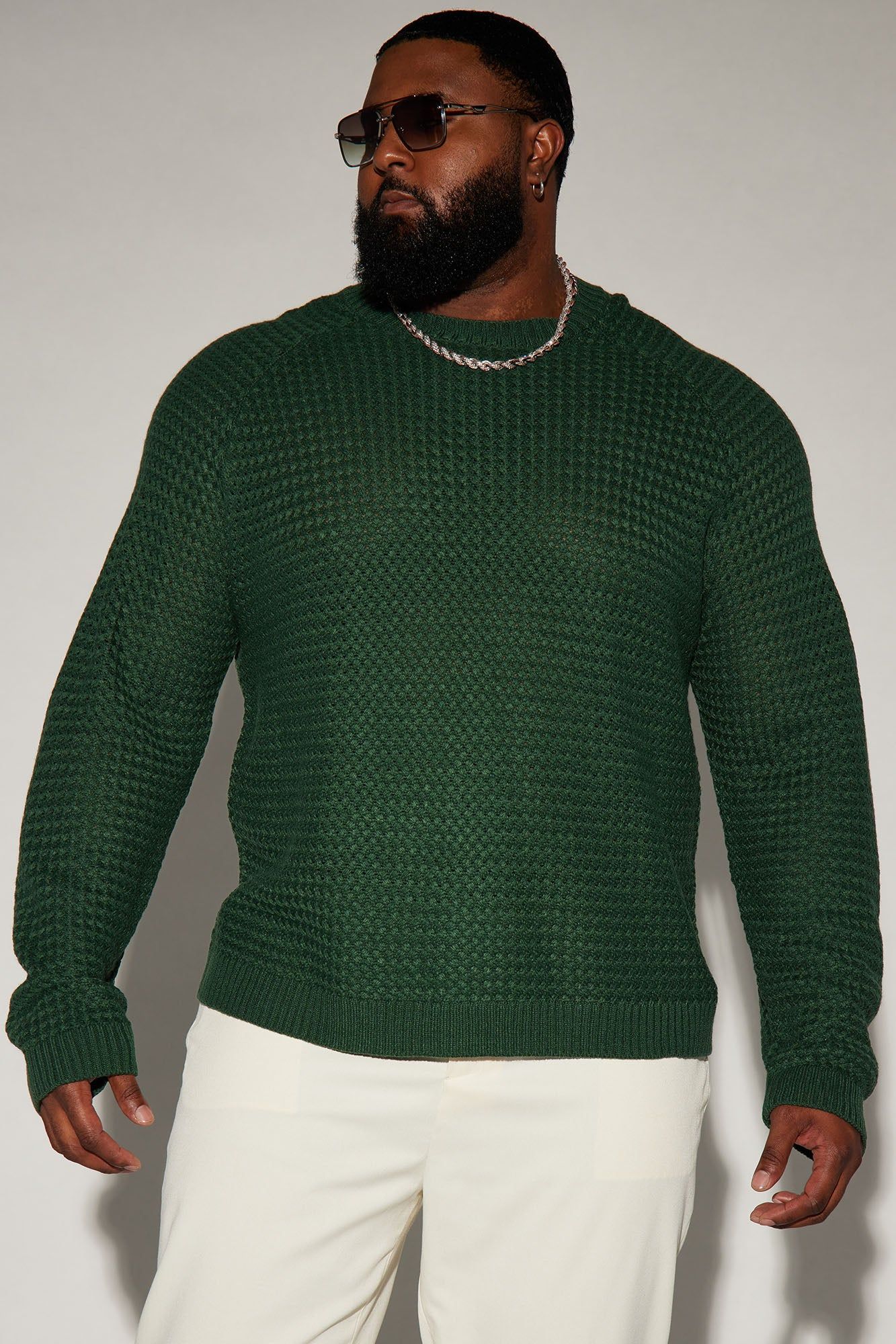 Say Less Cableknit Raglan Sweater - Hunter sold by Fashion Nova product image thumbnail 5