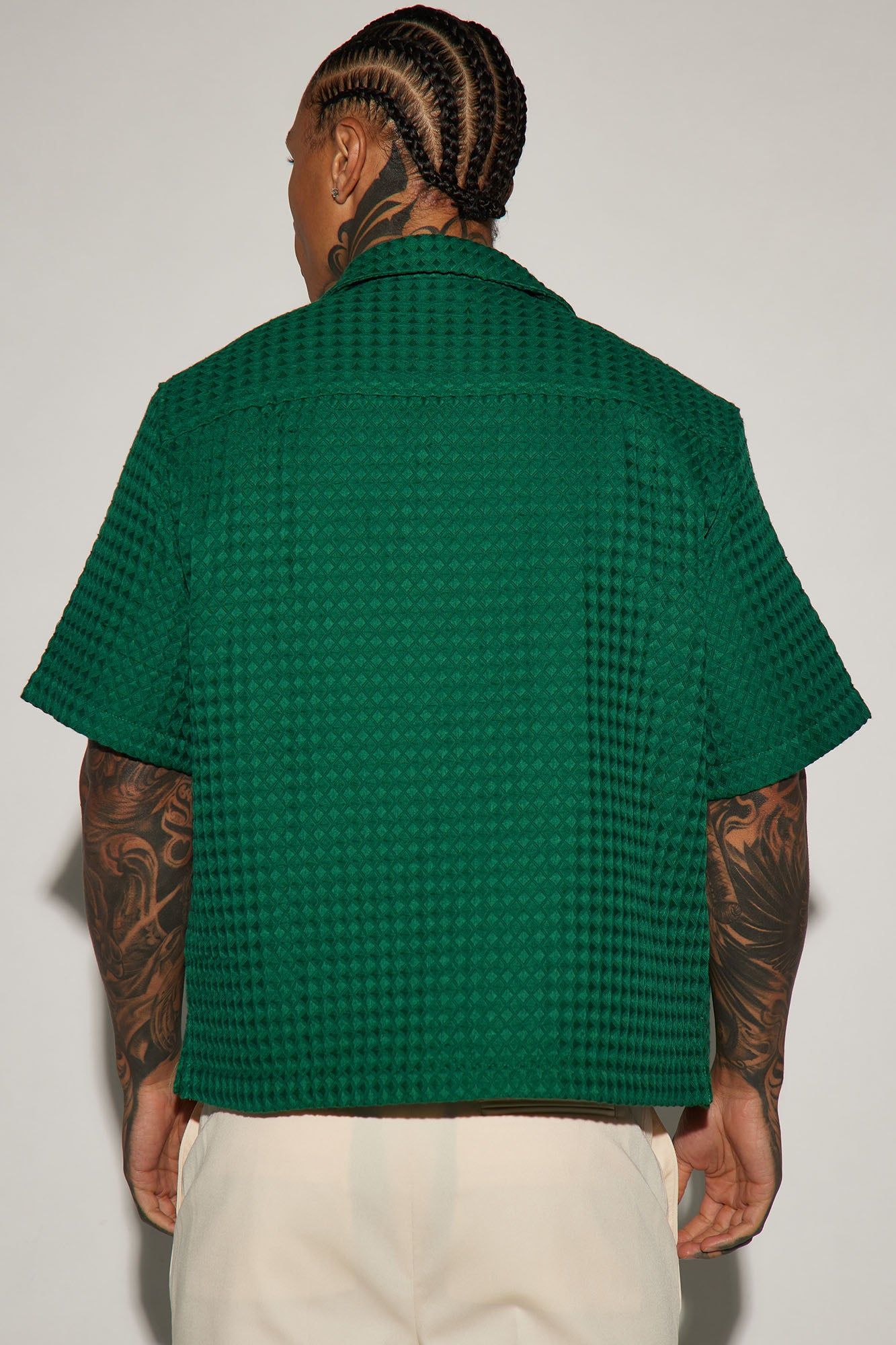 Waffle Knit Textured Button Up Shirt - Green sold by Fashion Nova product image thumbnail 4