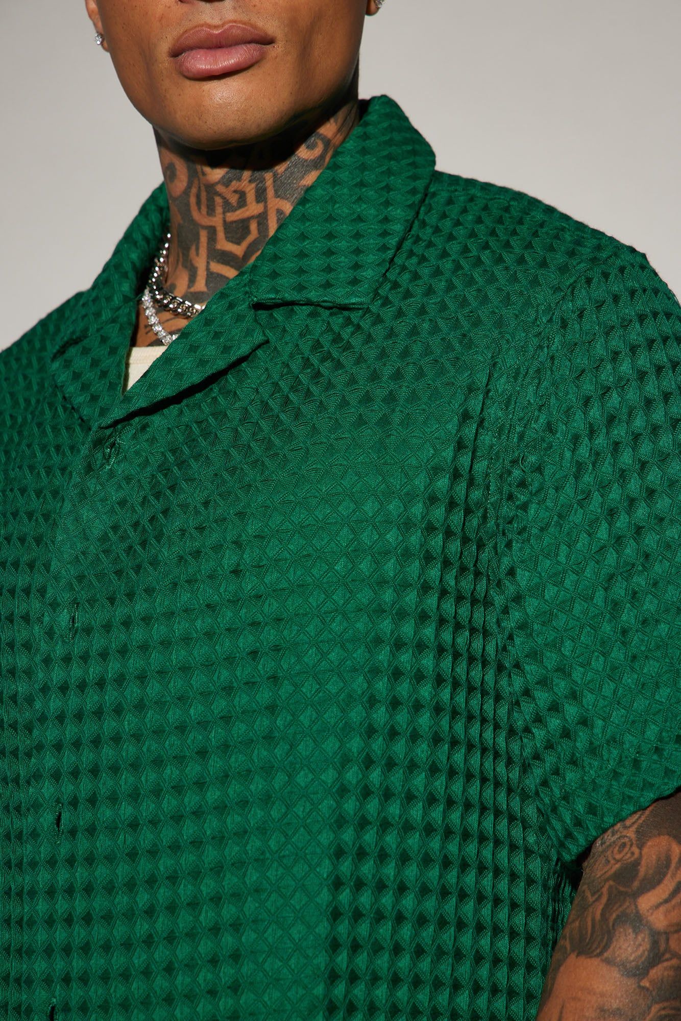 Waffle Knit Textured Button Up Shirt - Green sold by Fashion Nova product image thumbnail 3