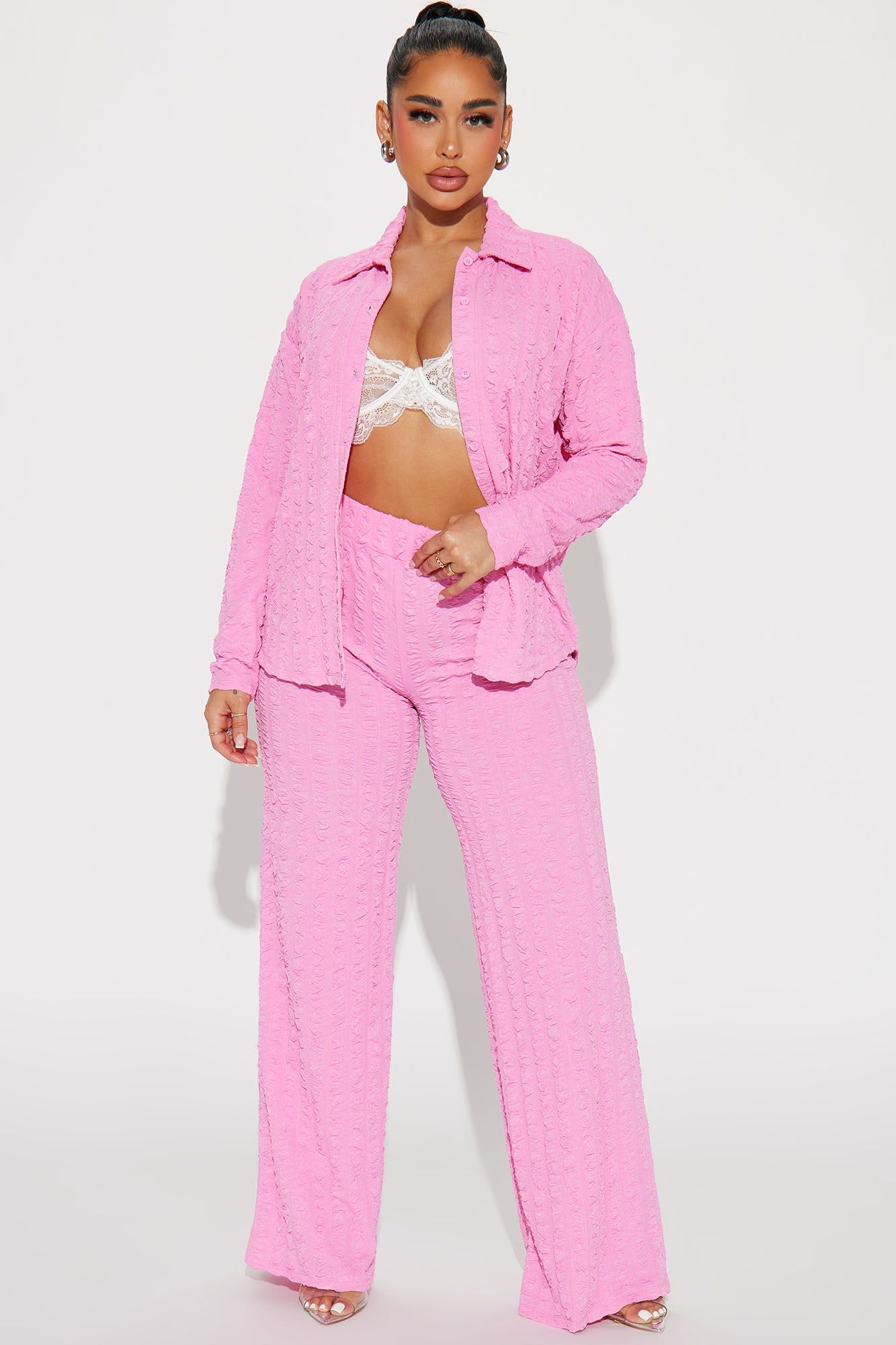 Naya Textured Pant Set - Pink sold by Fashion Nova