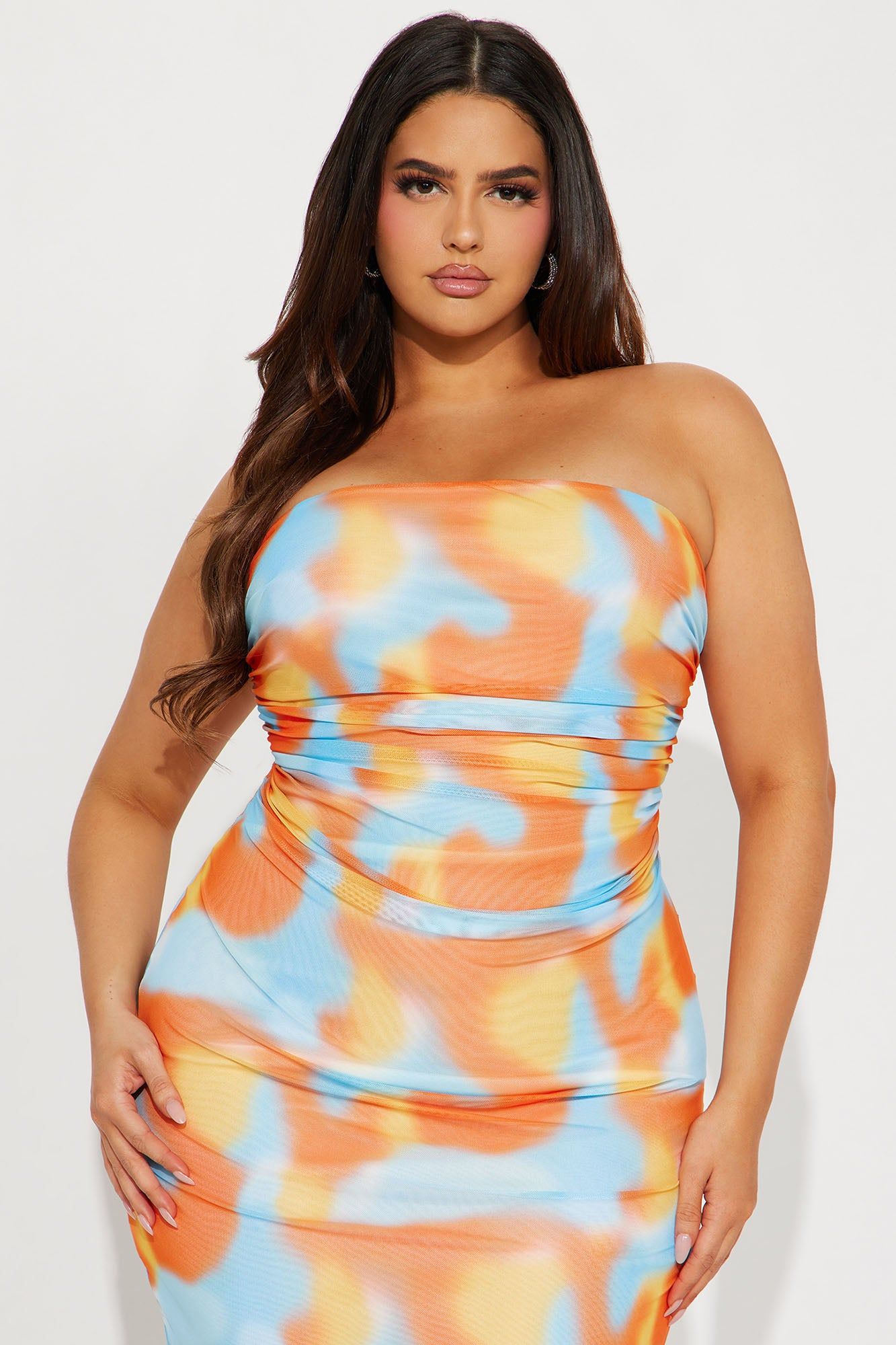 Cora Mesh Midi Dress - Orange/combo sold by Fashion Nova product image thumbnail 5