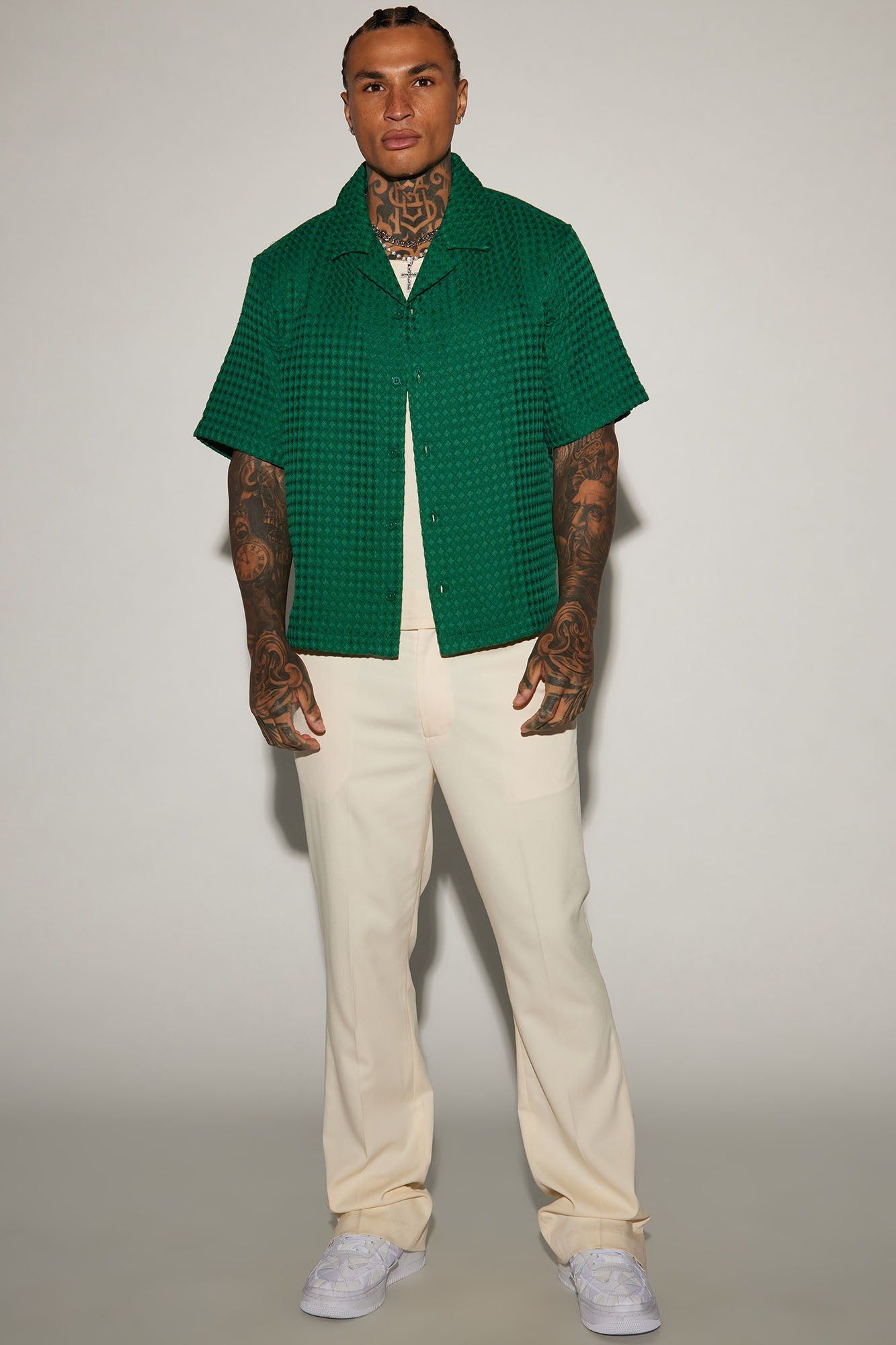 Waffle Knit Textured Button Up Shirt - Green sold by Fashion Nova product image thumbnail 2