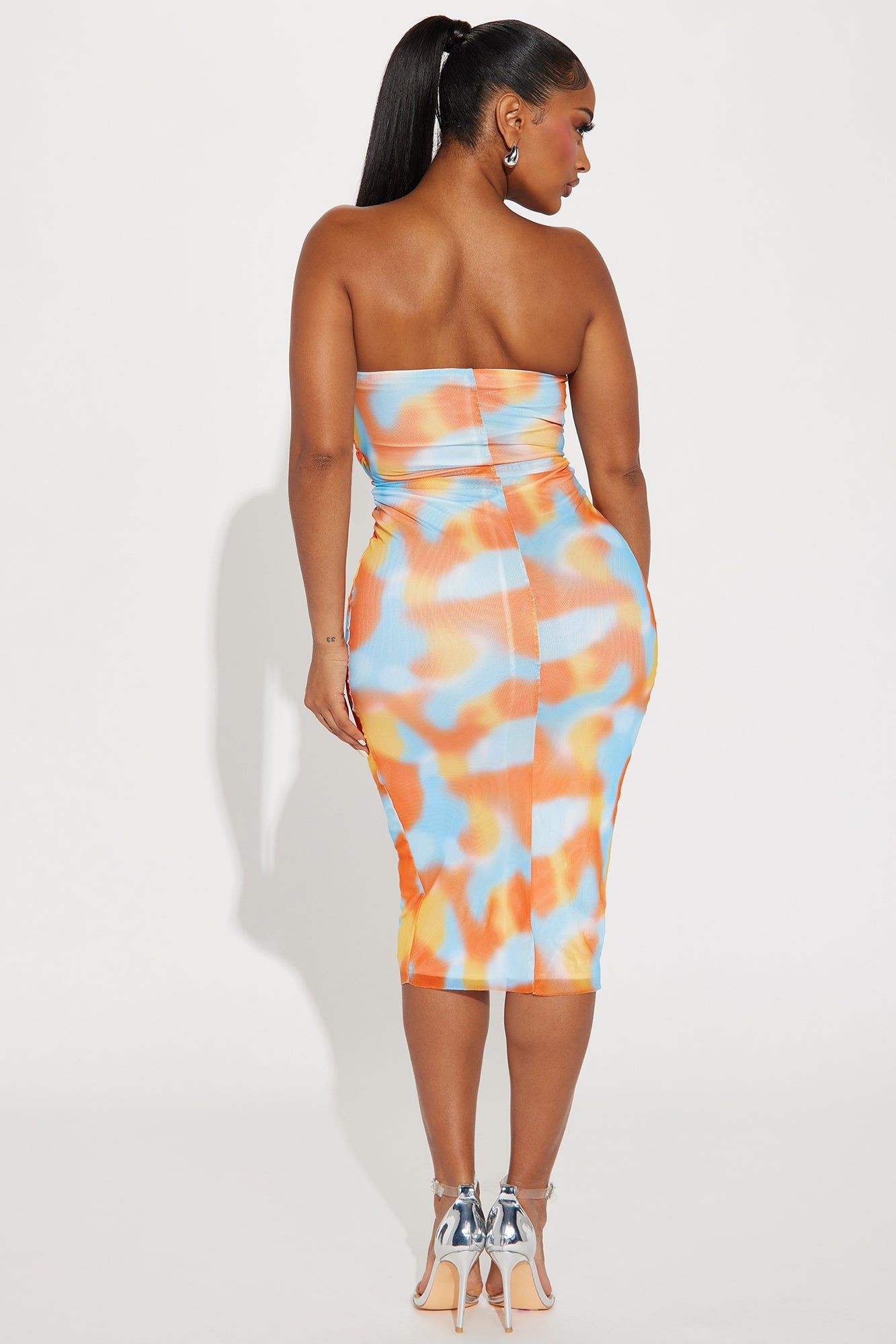 Cora Mesh Midi Dress - Orange/combo sold by Fashion Nova product image thumbnail 3