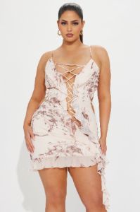 Maxine Mesh Ruffle Mini Dress - Pink sold by Fashion Nova