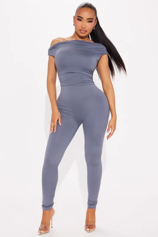 Katie Double Lined Jumpsuit - Charcoal sold by Fashion Nova