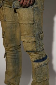 Three Cargo Stacked Skinny Flare Jeans - Vintage Wash sold by Fashion Nova