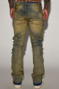 Three Cargo Stacked Skinny Flare Jeans - Vintage Wash sold by Fashion Nova