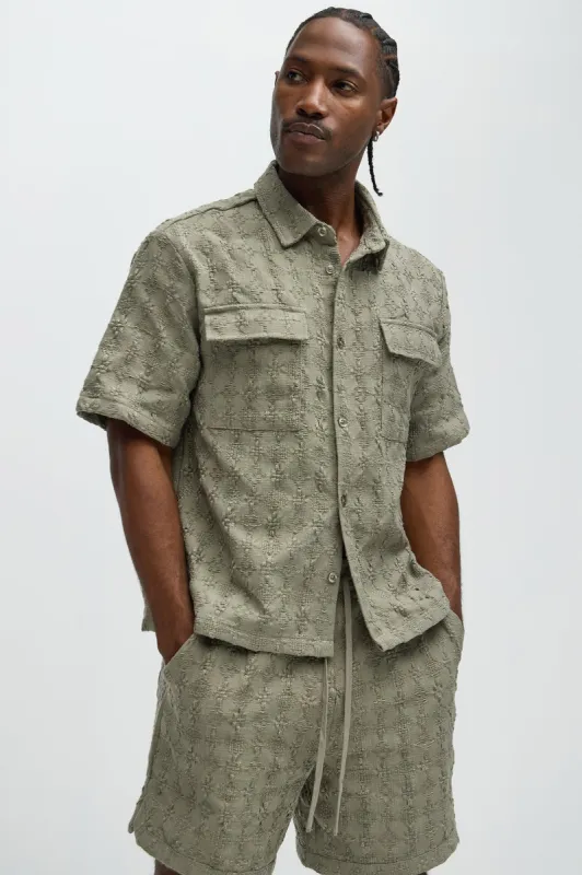 Mav Textured Shirt - Olive sold by Fashion Nova