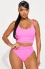 Sandy Castles Ruched 2 Piece Bikini - Hot Pink sold by Fashion Nova