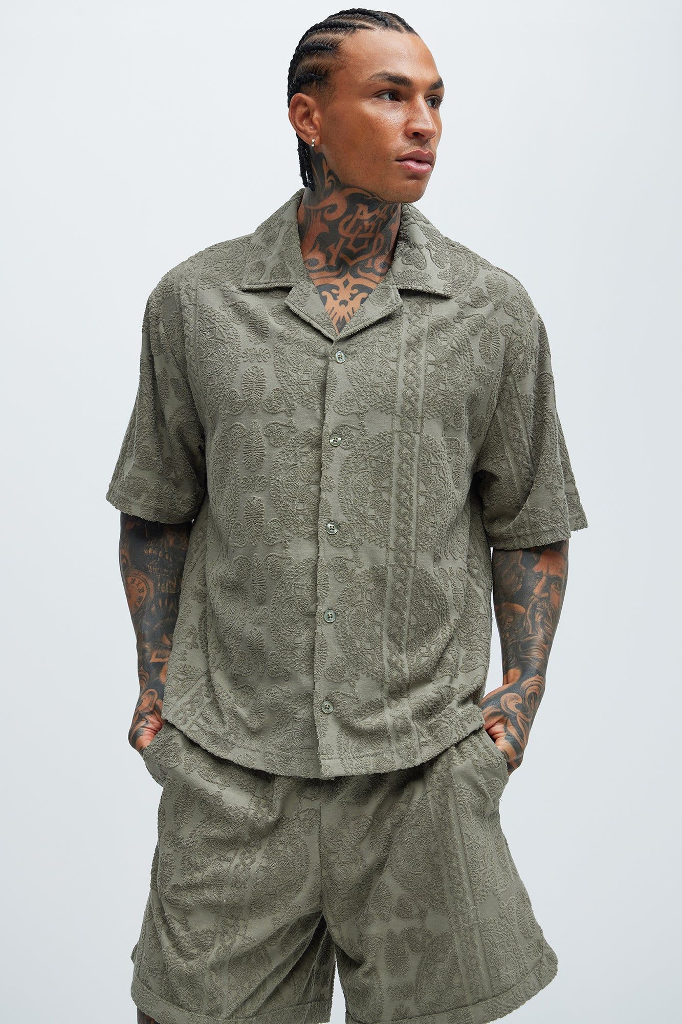 Link Textured Shirt - Olive sold by Fashion Nova