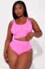 Sandy Castles Ruched 2 Piece Bikini - Hot Pink sold by Fashion Nova