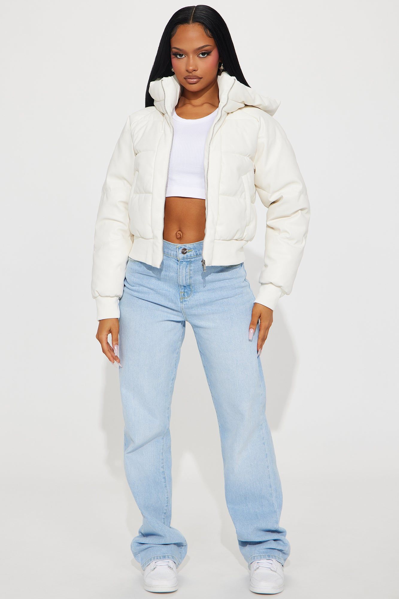 Got Her Own Faux Leather Puffer - White sold by Fashion Nova product image thumbnail 2