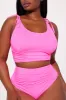 Sandy Castles Ruched 2 Piece Bikini - Hot Pink sold by Fashion Nova