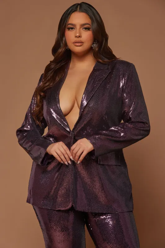 Daphne Sequin Blazer - Plum sold by Fashion Nova
