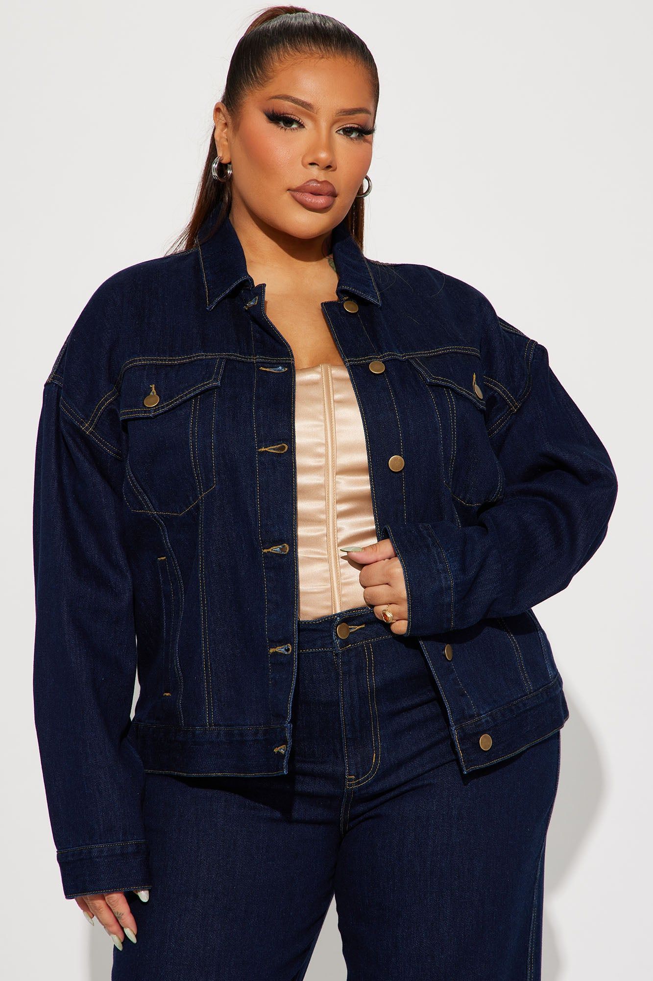 This Just In Denim Trucker Jacket - Dark Wash sold by Fashion Nova product image thumbnail 4