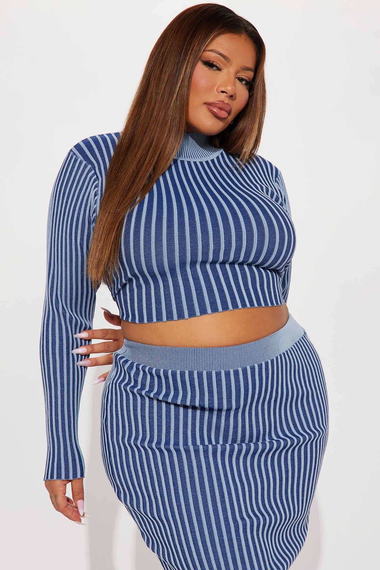 Dream About Me Skirt Sweater Set - Blue/combo sold by Fashion Nova product image thumbnail 5