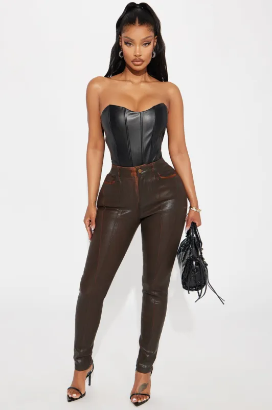Limited Edition Coated Skinny Pant - Dark Brown sold by Fashion Nova