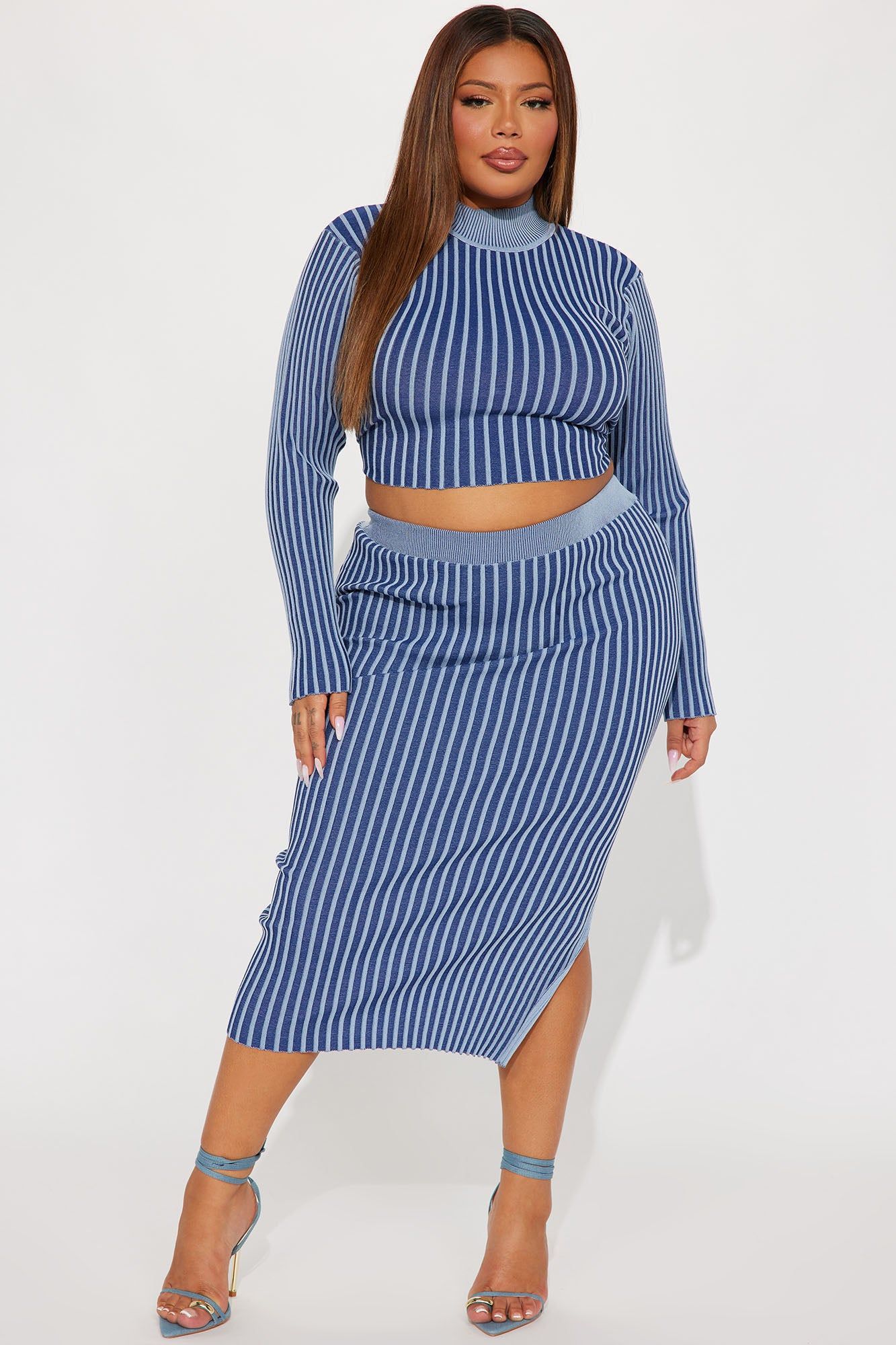 Dream About Me Skirt Sweater Set - Blue/combo sold by Fashion Nova product image thumbnail 4