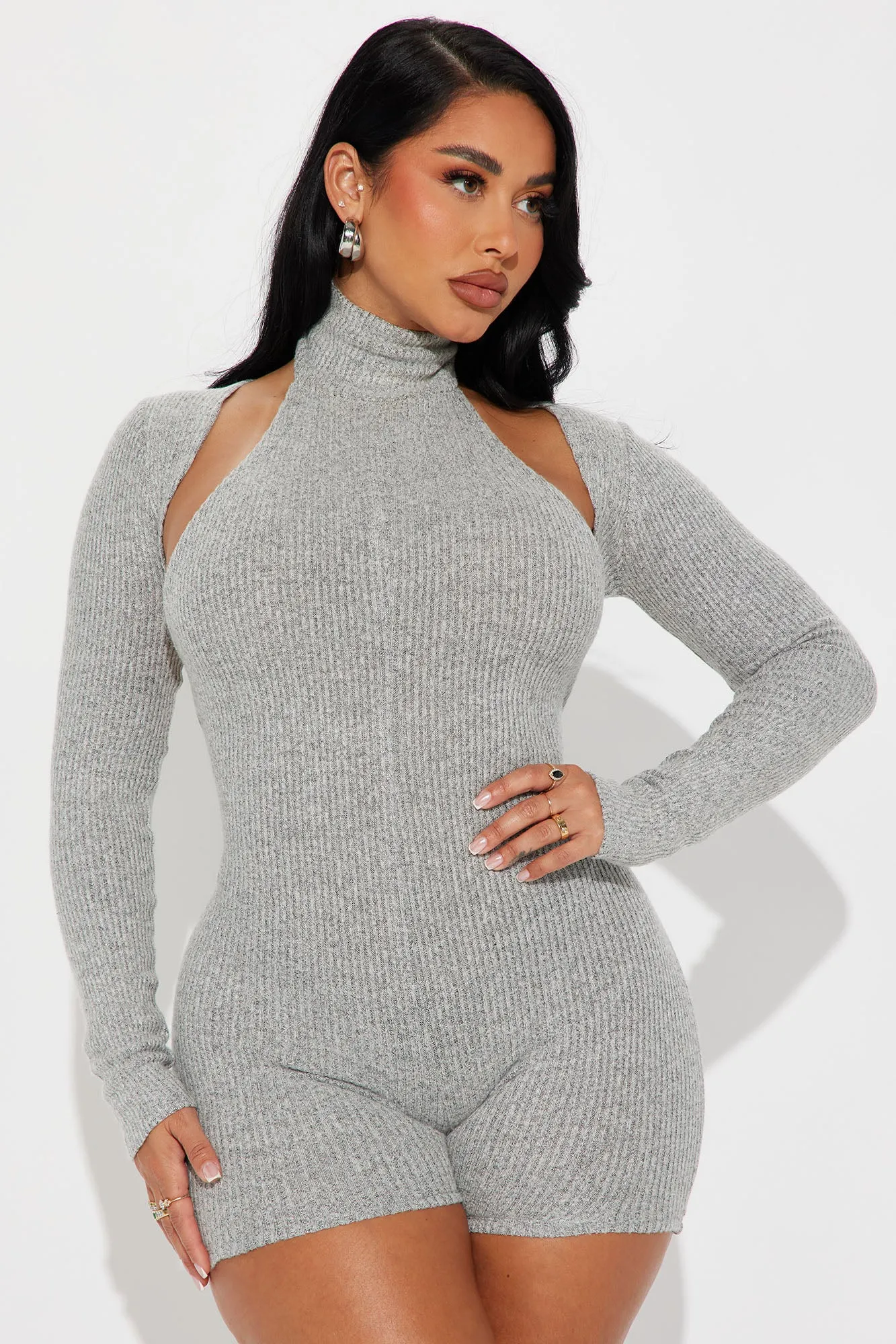 All That I Am Romper Set - Heather Grey sold by Fashion Nova product image thumbnail 2